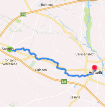 Traccia del percorso Santhià->Vercelli (29273 bytes)